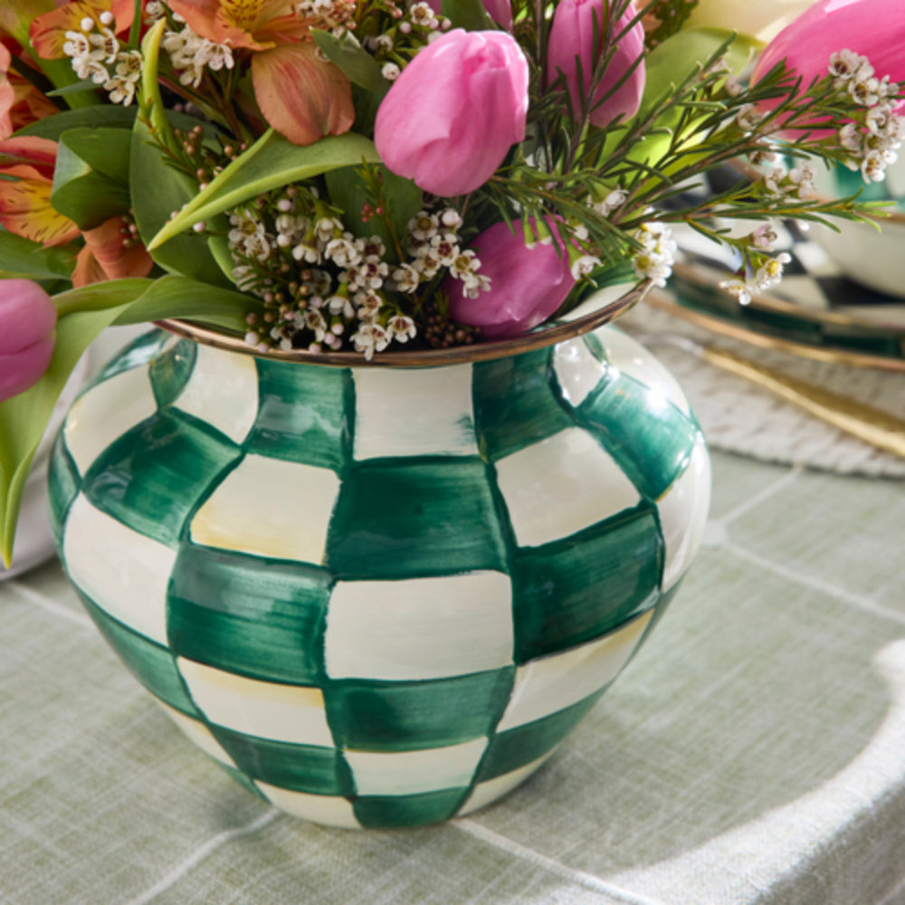 Mackenzie-Childs Emerald Check 4.75" Vase