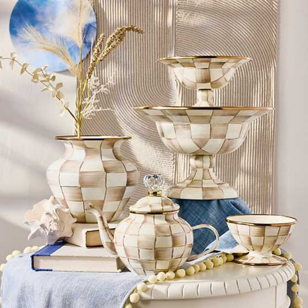 Mackenzie-Childs Mocha Check Vase