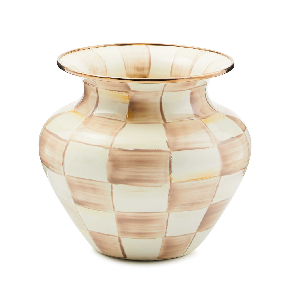 Mackenzie-Childs Mocha Check Vase
