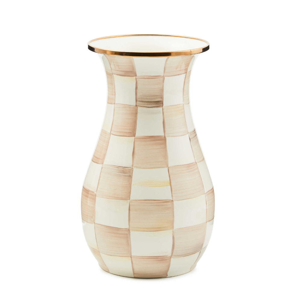 Mackenzie-Childs Mocha Check Vase