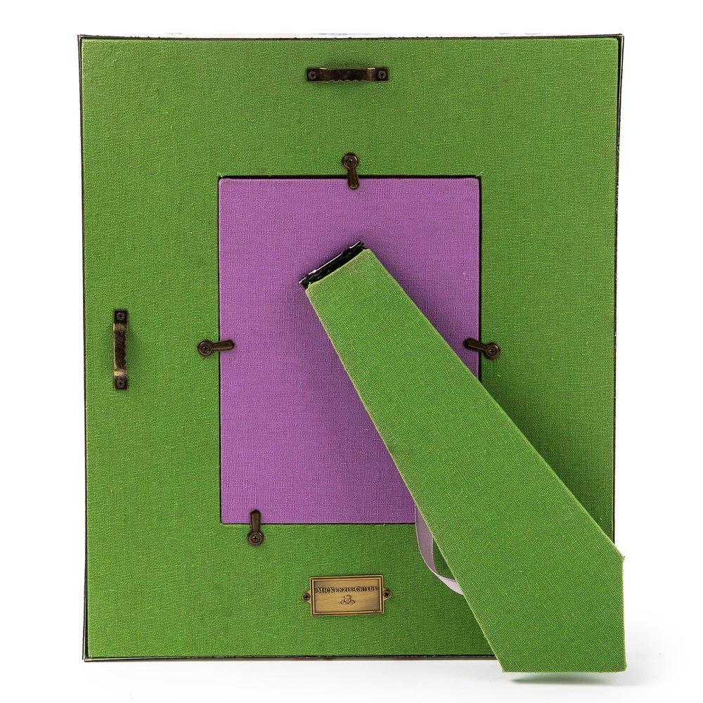 Green back of MacKenzie-Childs Wildflowers Enamel 5" x 7" Frame - Pink