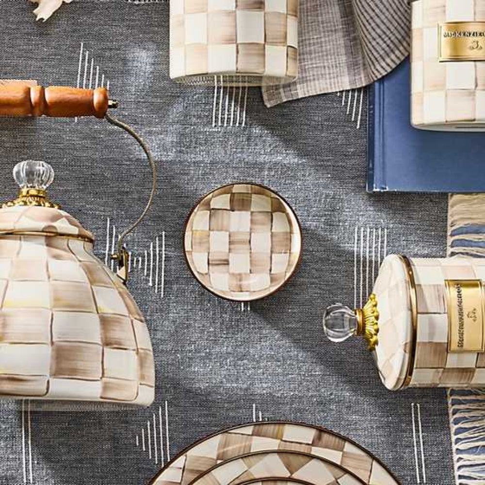 Mackenzie-Childs Mocha Check Relish Dish