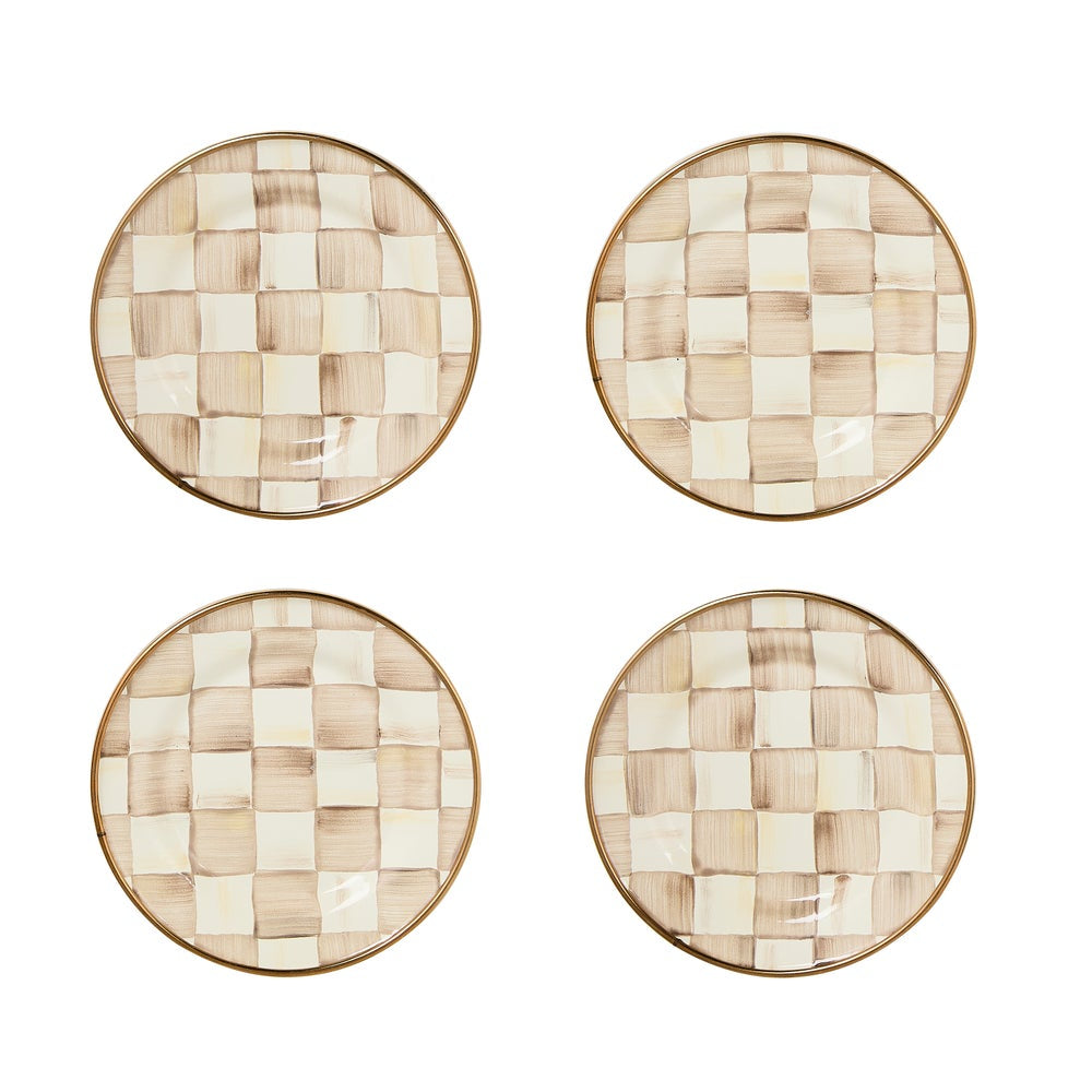 MacKenzie-Childs Mocha Check Appetizer Plates - Set of 4