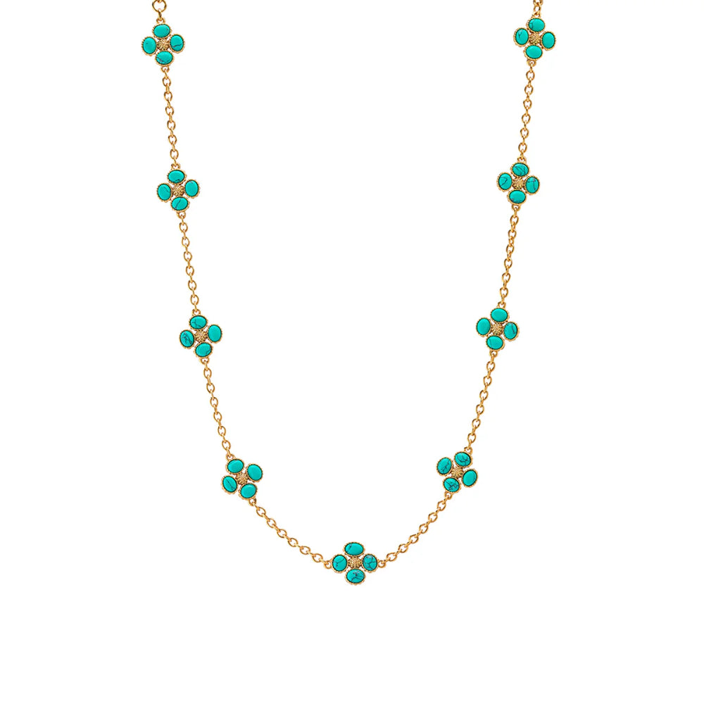 Capucine De Wulf Berry Clover Double Sided Necklace - Turquoise