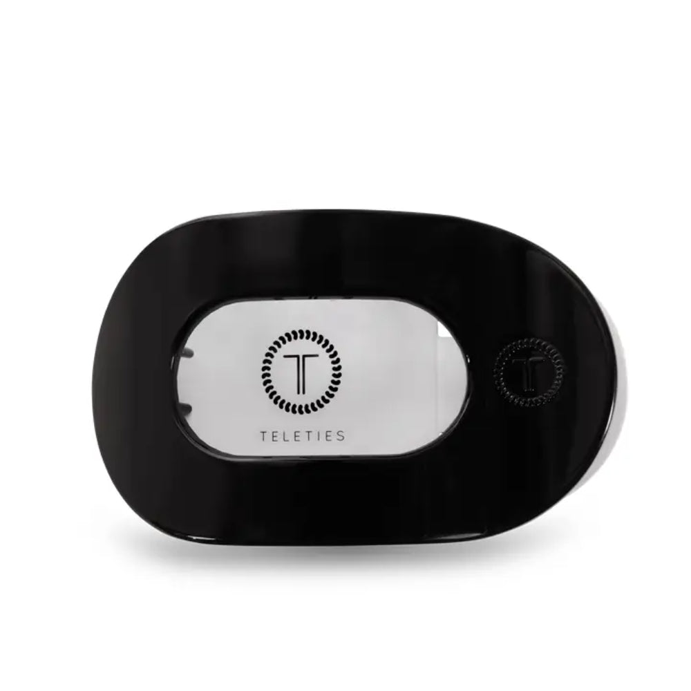 TELETIES Jet Black Flat Round Hair Clip