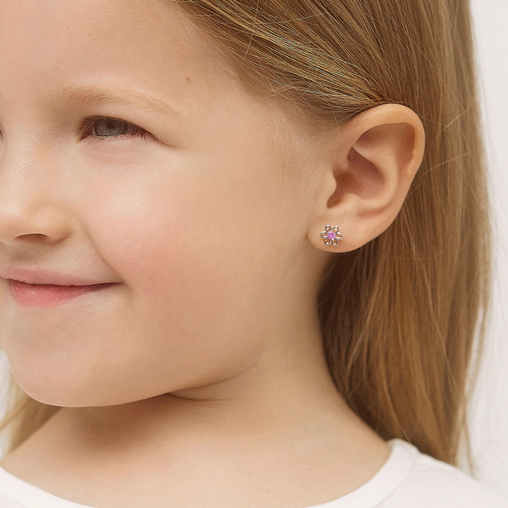Children's Spring CZ Flower Baby Earrings