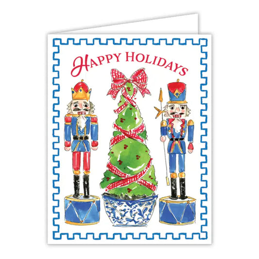 RosanneBeck Collections Happy Holidays Nutcracker Duo Topiary Tree Greeting Card