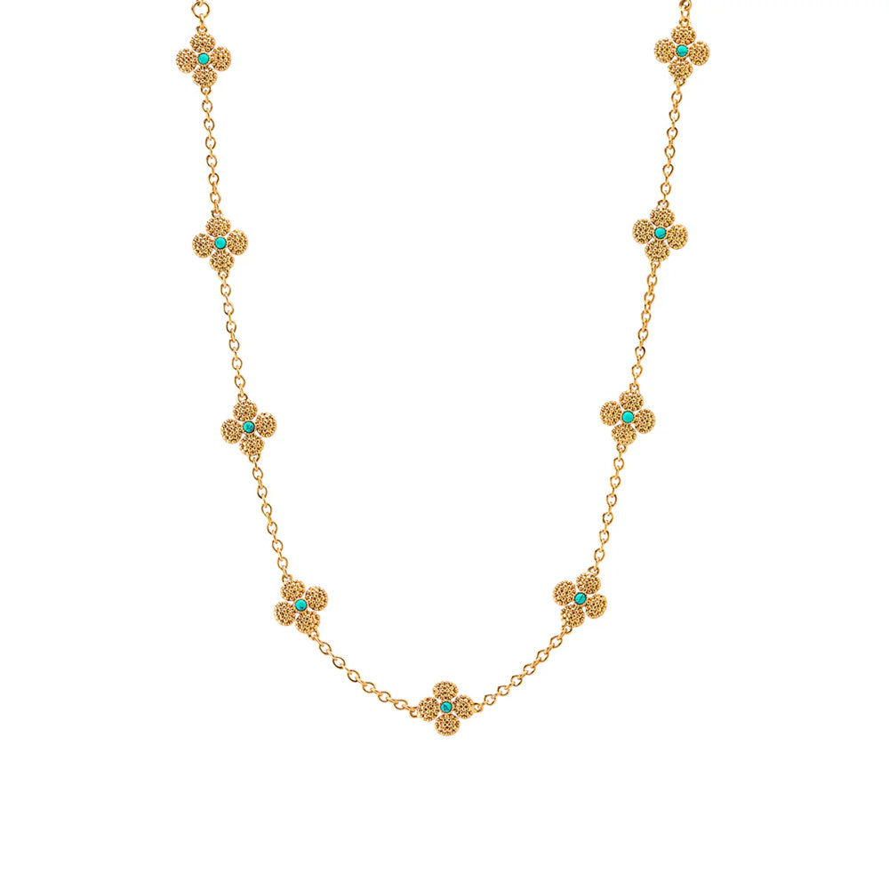 Capucine De Wulf Berry Clover Double Sided Necklace - Turquoise
