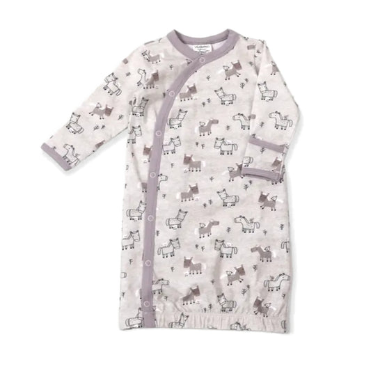 Viverano Organics Horse & Bird Baby Kimono Sleep Gown (Organic Cotton)