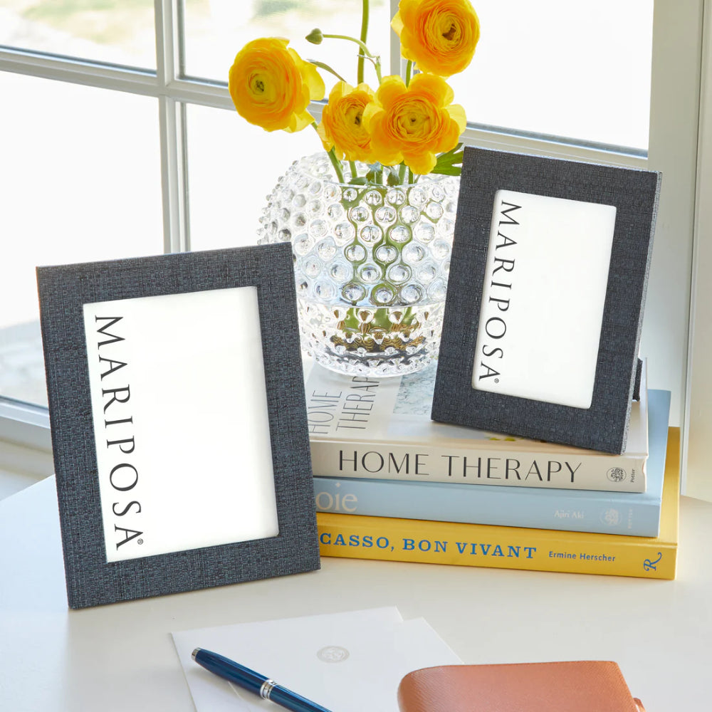 Mariposa Indigo Faux Grasscloth Frame