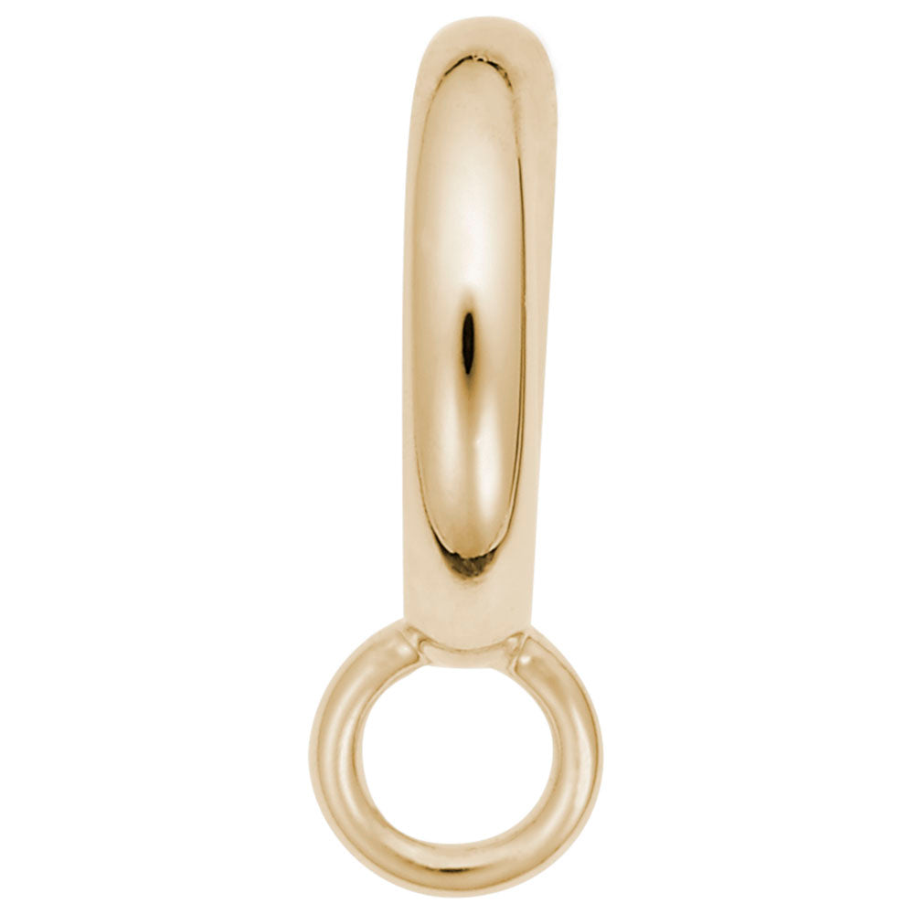 Gold charmdrop with a polished finish on a white background