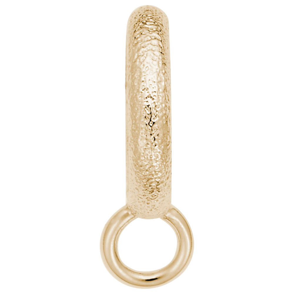 Gold charmdrop with a textured finish on a white background