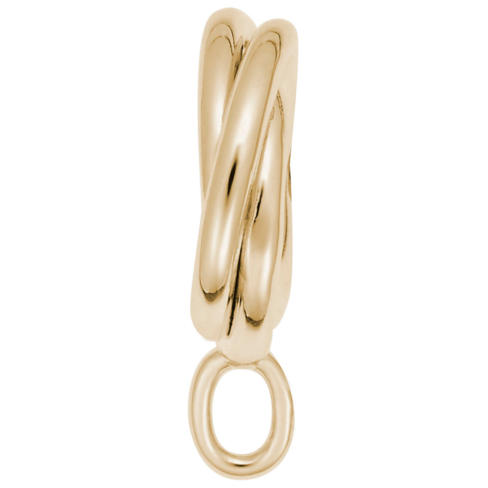 Gold swirl charmdrop on a white background