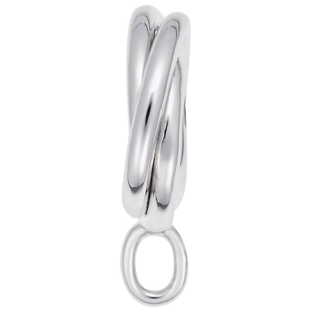 Silver swirl charmdrop on a white background