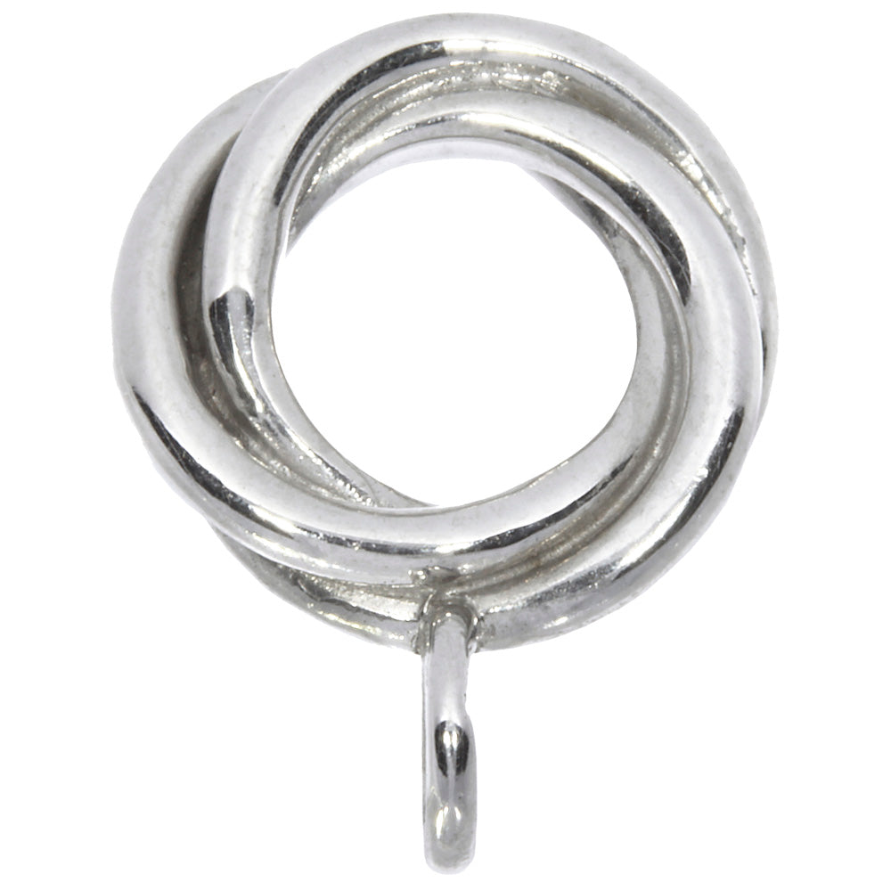 Side view of a Silver swirl charmdrop on a white background