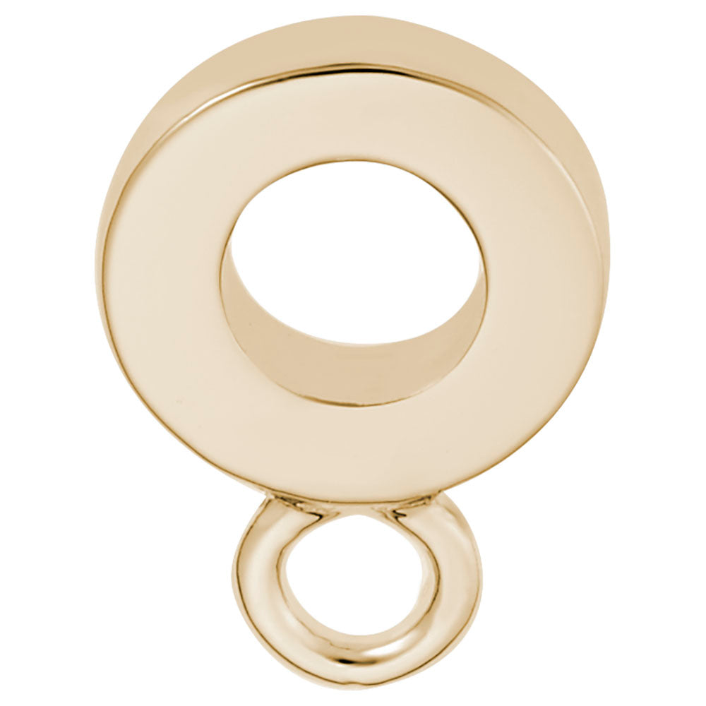 Side view of a Gold thin hoop charmdrop on a white background