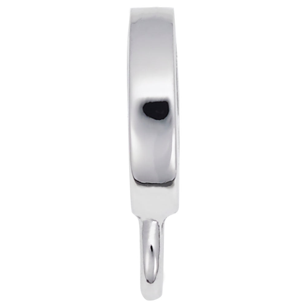 Silver thin hoop charmdrop on a white background