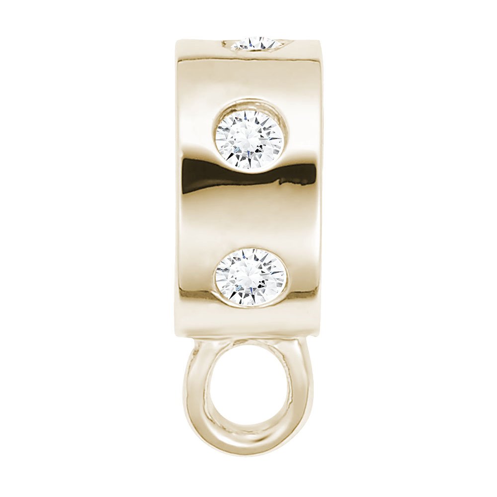 Gold charmdrop with clear stones on a white background