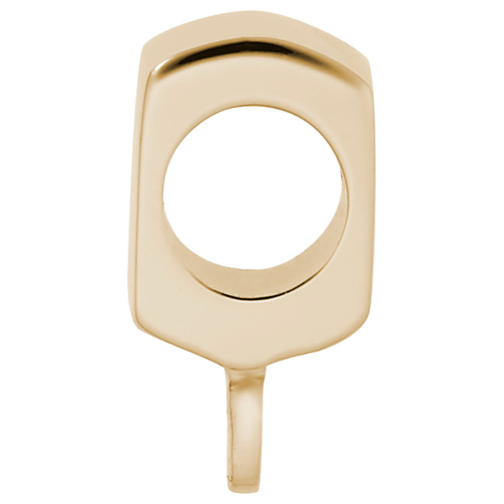Side view of a Gold flat front charmdrop on a white background