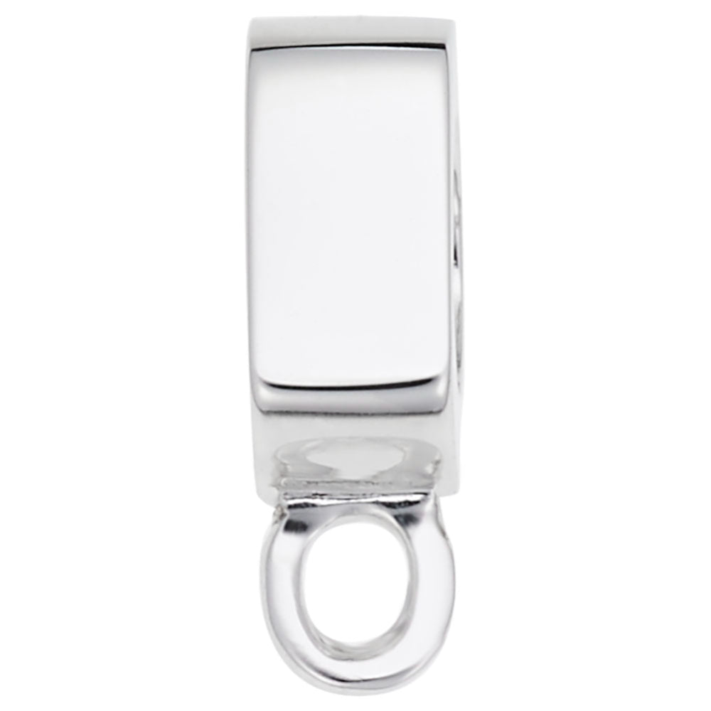 Silver flat front charmdrop on a white background