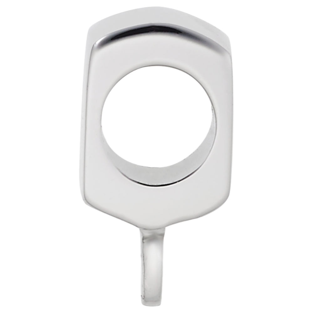 Side view of a Silver flat front charmdrop on a white background