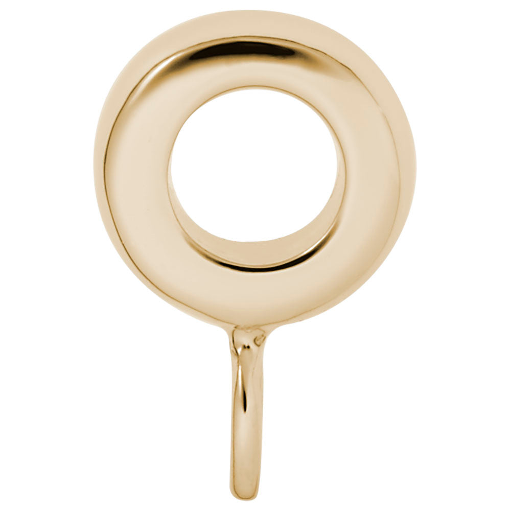 Side view of a Gold rounded charmdrop on a white background