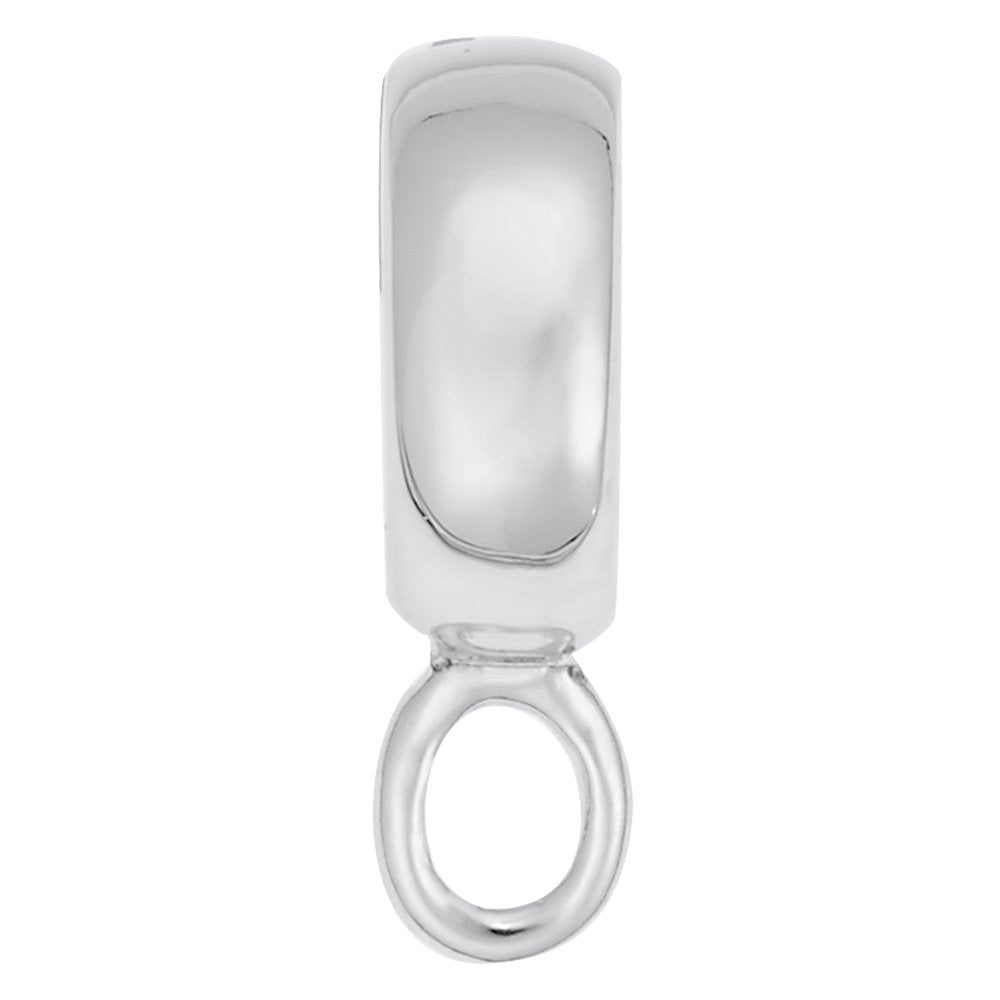 Silver rounded charmdrop on a white background