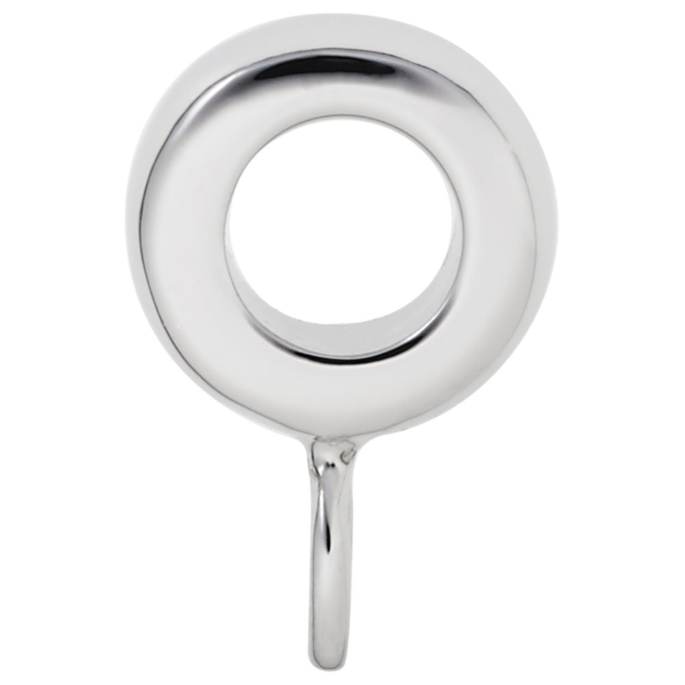 Side view of a Silver rounded charmdrop on a white background