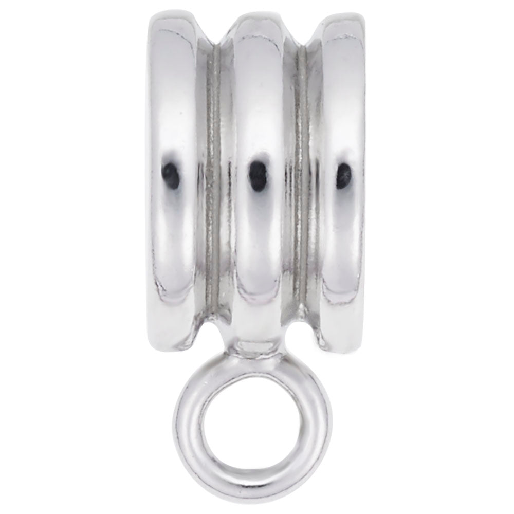 Silver ribbed charmdrop on a white background
