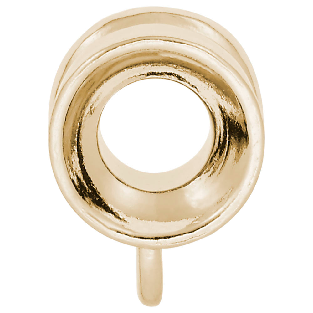 Side view of a Gold raised edge charmdrop on a white background