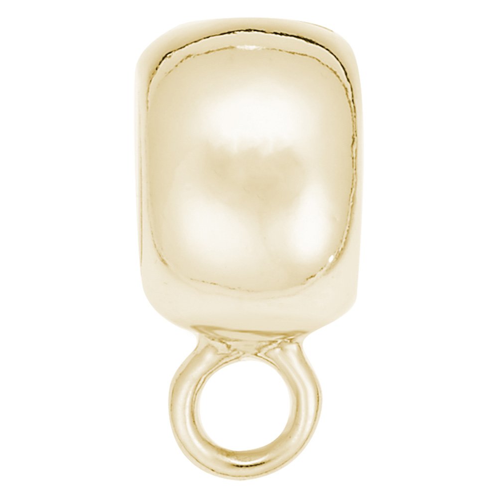 Gold wide rounded charmdrop on a white background