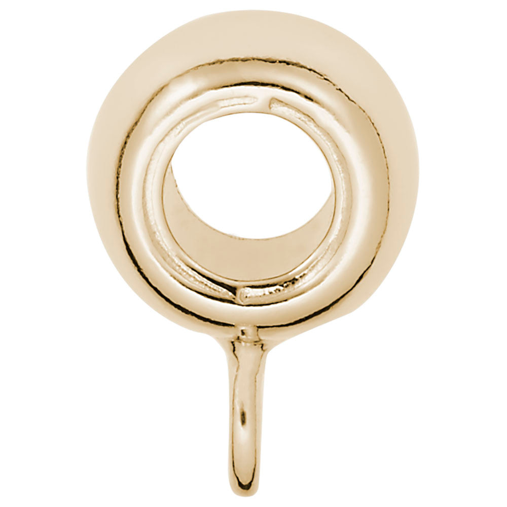 Side view of a Gold wide rounded charmdrop on a white background