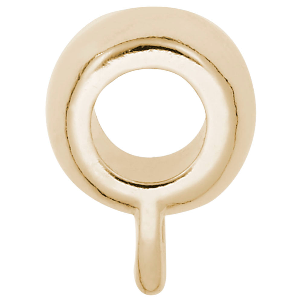 Side view of a Gold extra wide rounded charmdrop on a white background