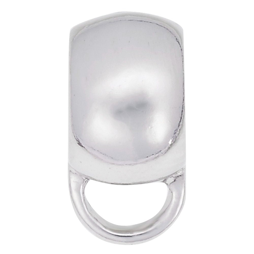 Silver extra wide rounded charmdrop on a white background