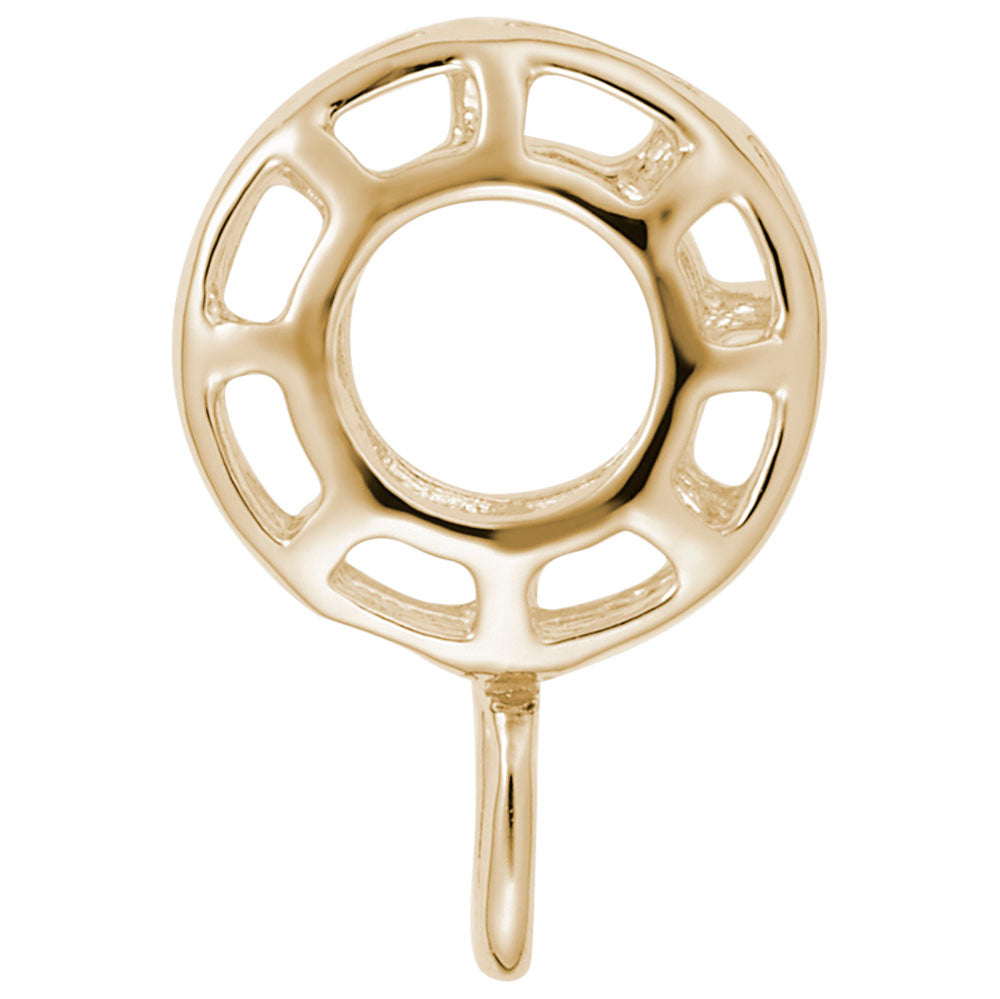 Side view Gold Thin Caged Charmdrop on a white background