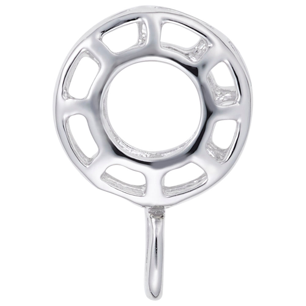 Side view of Silver Thin Caged Charmdrop on a white background