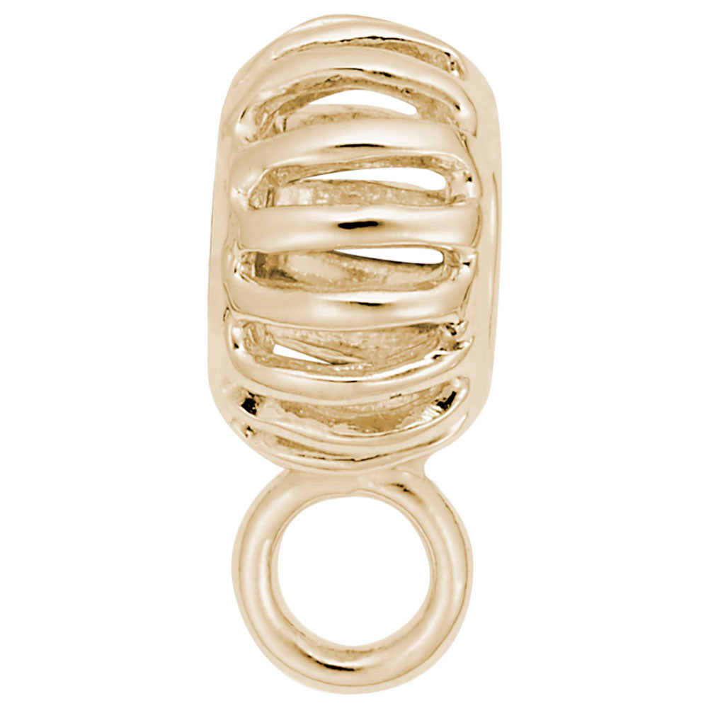 Gold treaded charmdrop on a white background