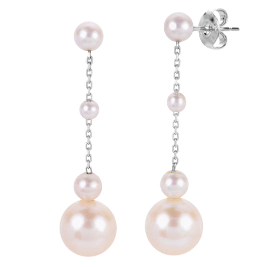 14k White Gold Freshwater Pearl Drop Earrings