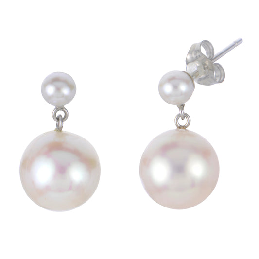 14k White Gold Freshwater Pearl Drop Earrings
