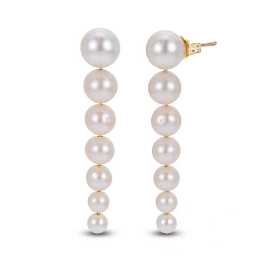 14k Gold Freshwater Pearl Graduated Dangle Earrings