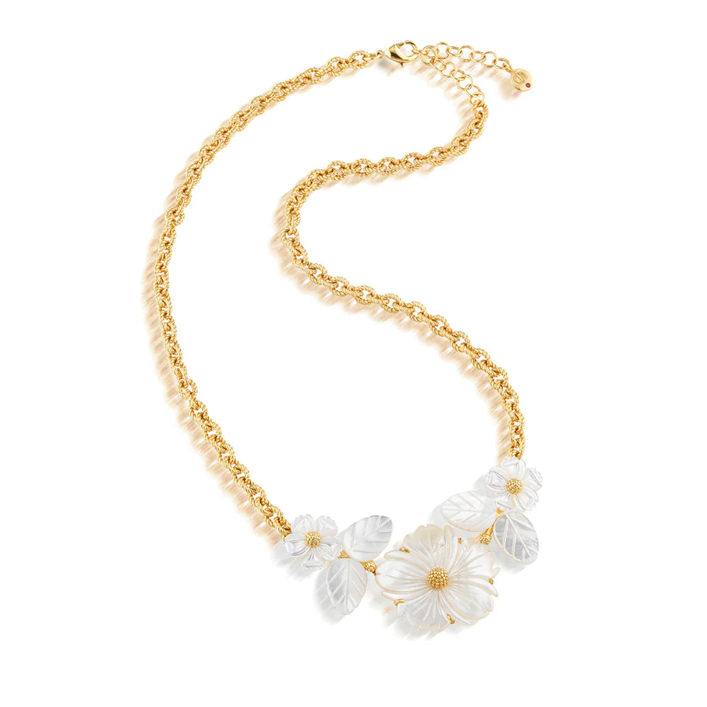 Capucine De Wulf Mermaid Garden Bouquet Necklace 16" - Mother of Pearl