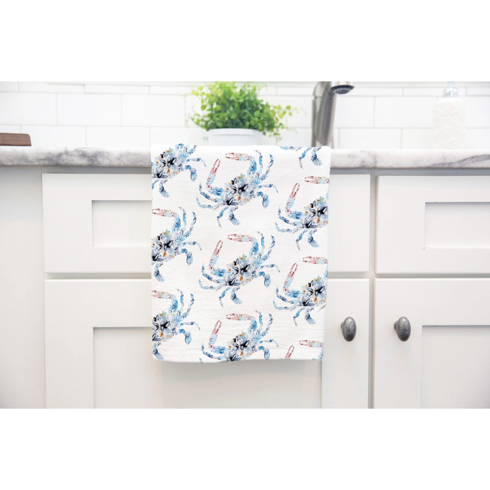 Amanda Klein Co. Blue Crab Flour Sack Tea Towel
