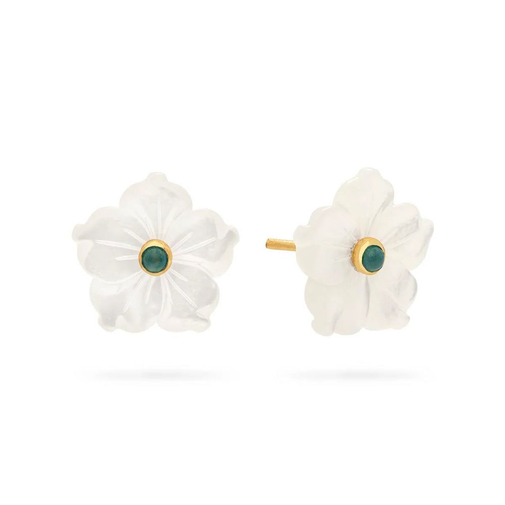 Capucine De Wulf Convertible Mermaid Garden Bouquet Post Earrings - Mother of Pearl & Ocean Jade