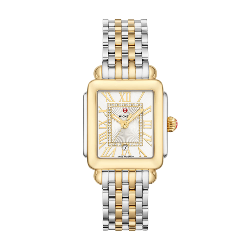 Michele Madison Deco Mid Two-Tone Diamond Watch