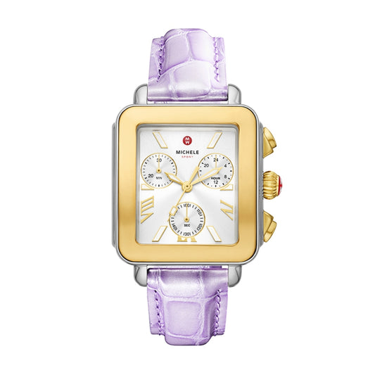 Michele Deco Sport Two-Tone Lavender Leather Watch