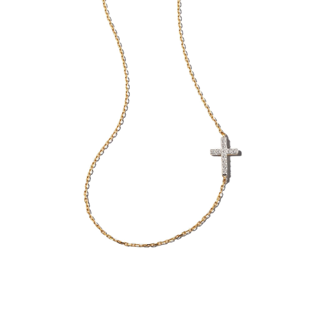Kendra Scott Cross 14k Gold Strand Necklace in White Diamond