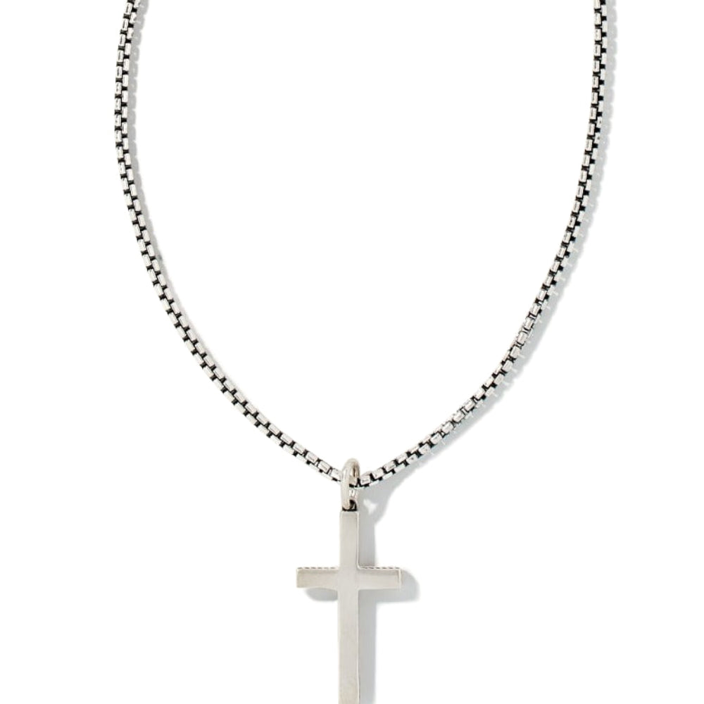 Scott Bros. Cross Necklace In Oxidized Sterling Silver