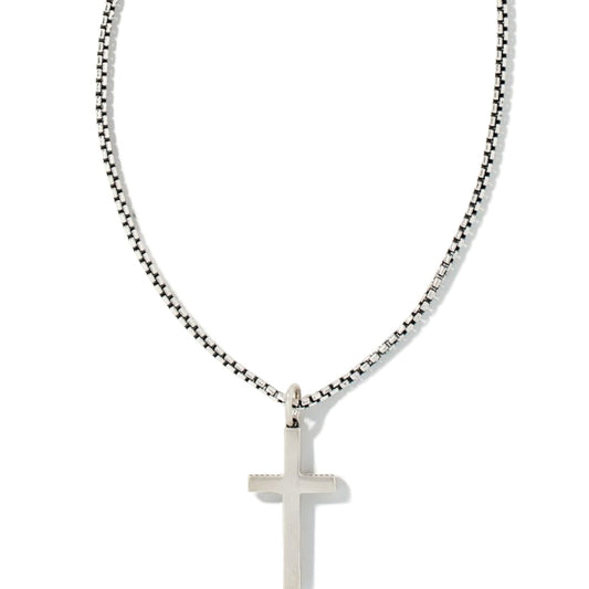 Scott Bros. Cross Necklace In Oxidized Sterling Silver