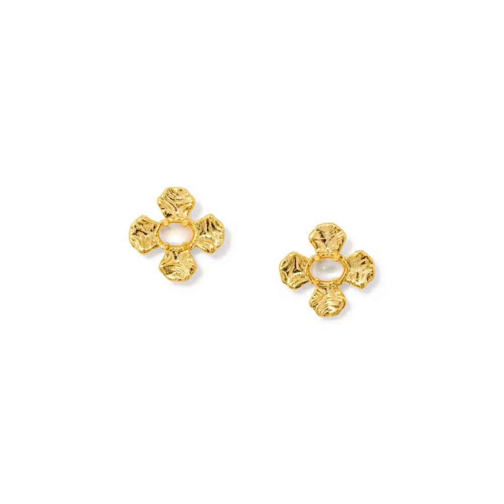 Gold ring with embedded diamonds on a white background