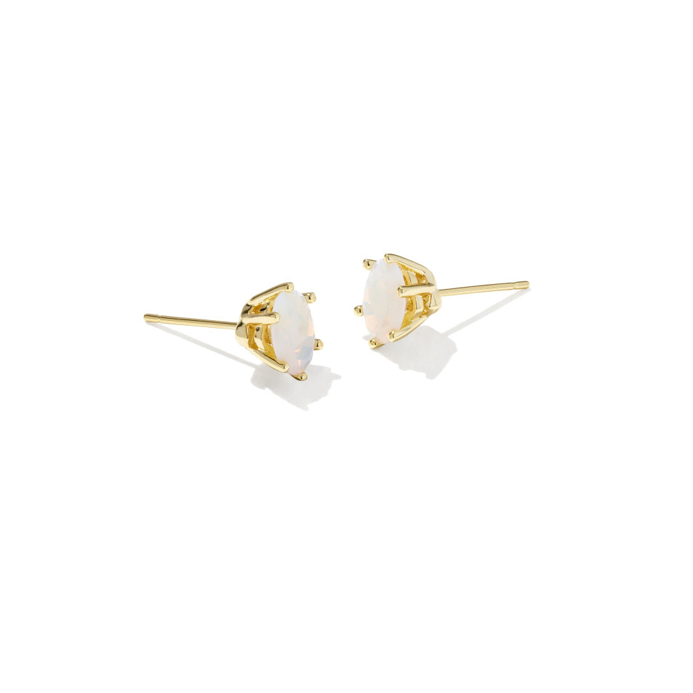 White iridescent crystal stud earrings